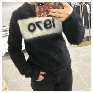 1970 Black and White Women's Crew Neck Sweater